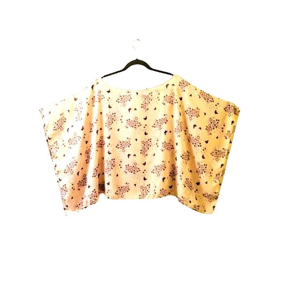 ULTRA PINK Peach Sheer Batwing Top Sz XL Purple Butterly Floral Print - Picture 4 of 5